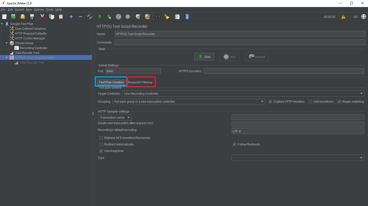 jmeter-test script recorder